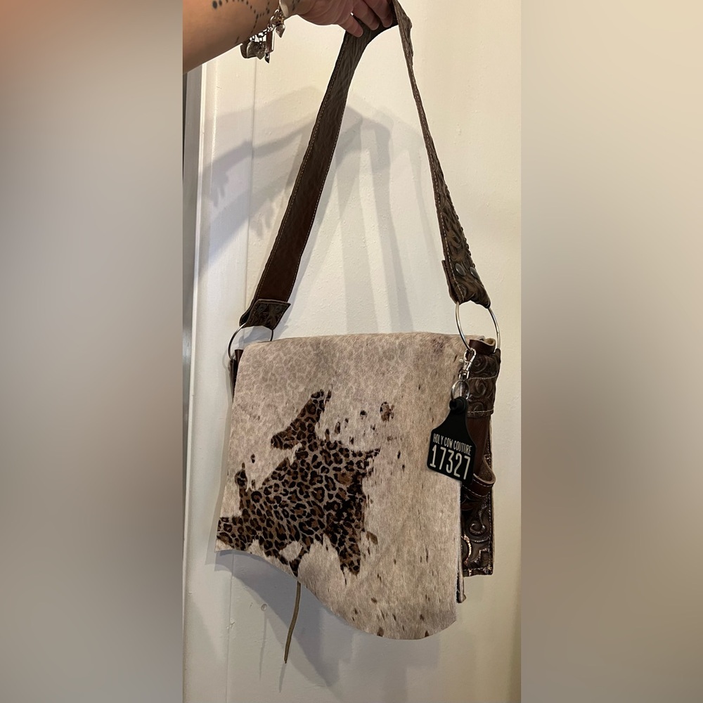 Leopard Print Brown & Cream Shoulder Bag